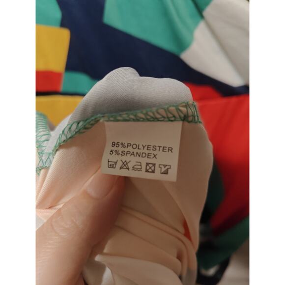 Locryz Women's V Neck 3/4 Sleeve Abstract Printed Loose Long Maxi Dress Size L - Picture 4 of 5